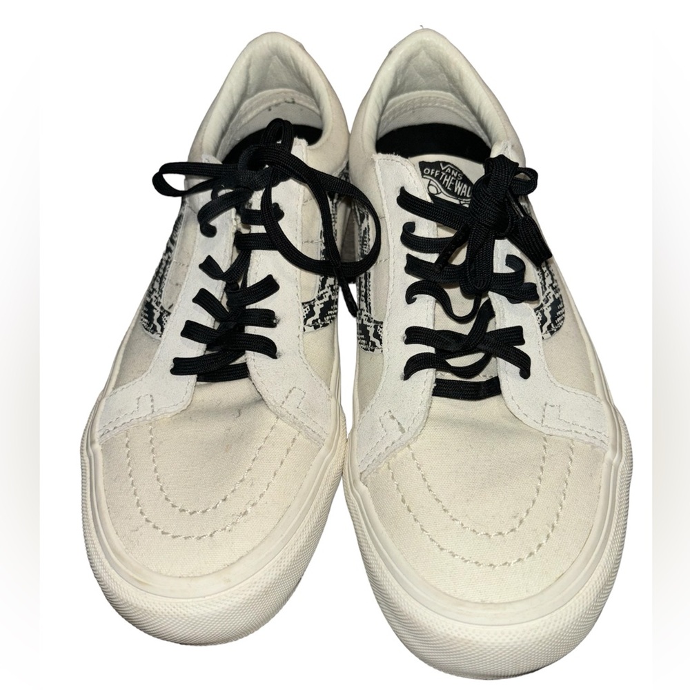 WHITE WITH SNAKE SKIN VANS WOMENS SIZE 7.5